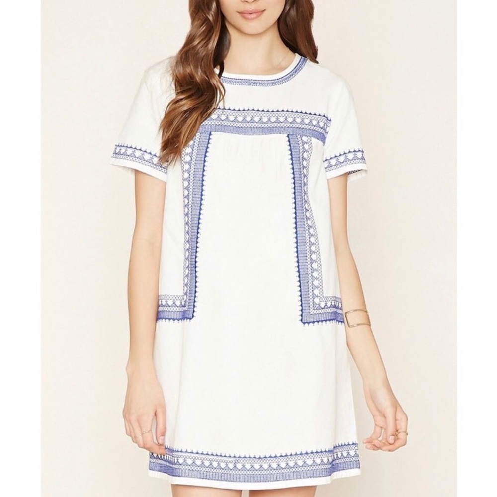 Forever 21 contemporary blue embroidered dress